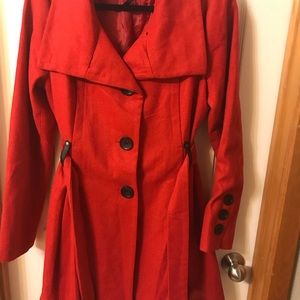 Wool Pea Coat- red, dress length